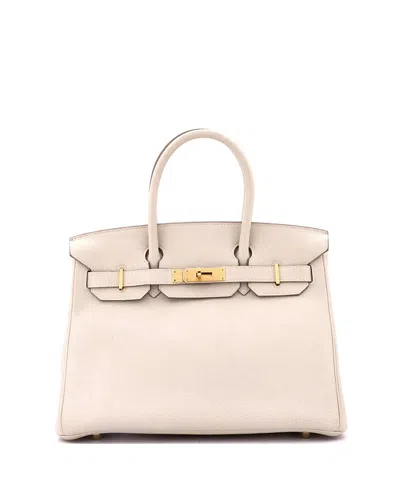 Pre-owned Pre-owned Hermes  Hermes Birkin 30 Handbag Light Togo With Gold Hardware In White