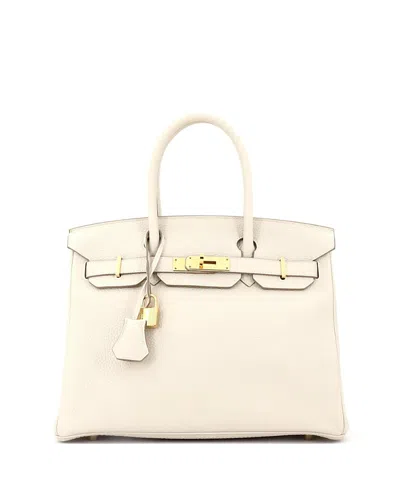 Pre-owned Pre-owned Hermes  Hermes Birkin 30 Handbag Light Togo With Gold Hardware In White