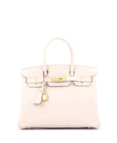 Pre-owned Pre-owned Hermes  Hermes Birkin 30 Handbag Light Togo With Gold Hardware In White