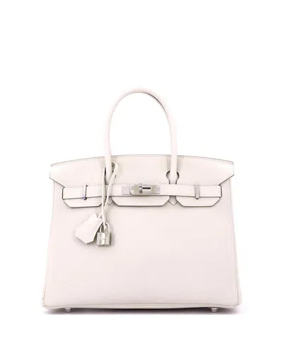 Pre-owned Pre-owned Hermes  Hermes Birkin 30 Handbag Light Togo With Palladium Hardware In White