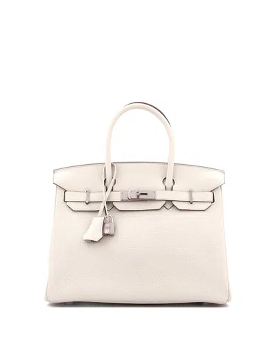 Pre-owned Pre-owned Hermes  Hermes Birkin 30 Handbag Light Togo With Palladium Hardware In White