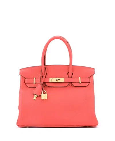 Pre-owned Pre-owned Hermes  Hermes Birkin 30 Handbag Pink Clemence With Gold Hardware