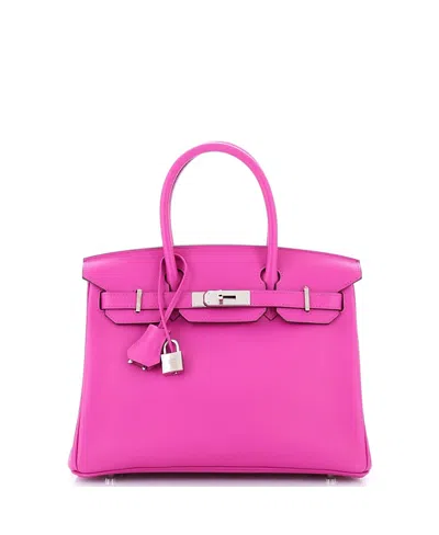Pre-owned Pre-owned Hermes  Hermes Birkin 30 Handbag Pink Novillo With Palladium Hardware In Magnolia