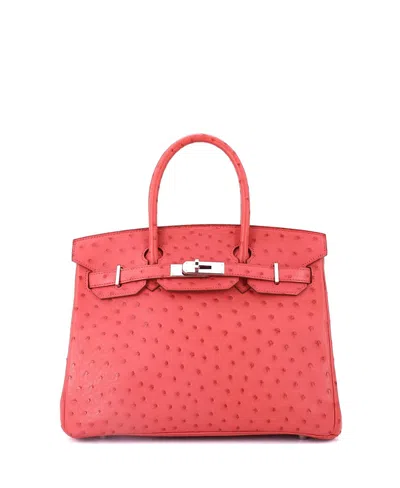 Pre-owned Pre-owned Hermes  Hermes Birkin 30 Handbag Pink Ostrich With Palladium Hardware In Purple