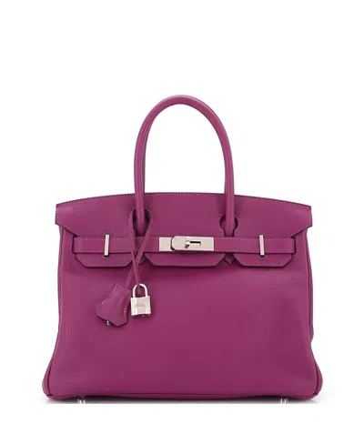 Pre-owned Pre-owned Hermes  Hermes Birkin 30 Handbag Purple Swift With Palladium Hardware In Anemone
