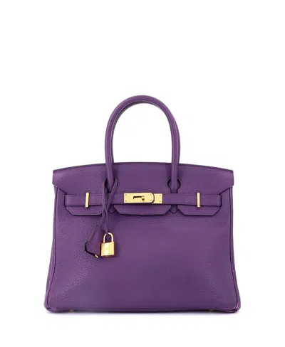 Pre-owned Pre-owned Hermes  Hermes Birkin 30 Handbag Purple Togo With Gold Hardware