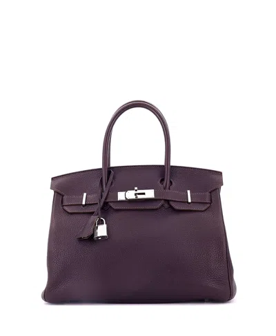 Pre-owned Pre-owned Hermes  Hermes Birkin 30 Handbag Purple Togo With Palladium Hardware