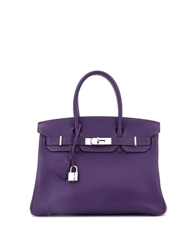 Pre-owned Pre-owned Hermes  Hermes Birkin 30 Handbag Purple Togo With Palladium Hardware