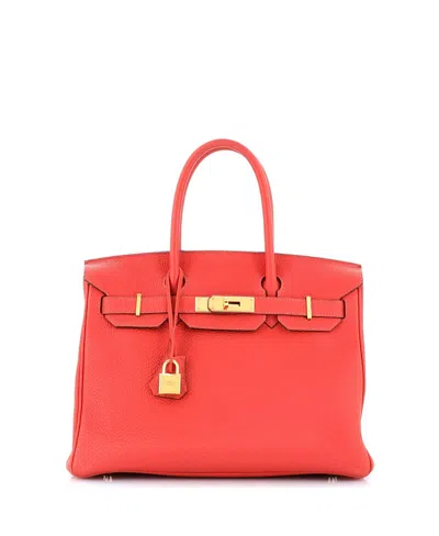 Pre-owned Pre-owned Hermes  Hermes Birkin 30 Handbag Red Togo With Gold Hardware In Rouge Pivoine