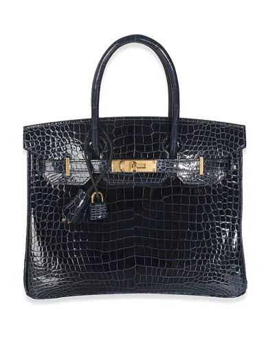 Pre-owned Pre-owned Hermes  Hermes Birkin 30 Leather Handbag In Blue