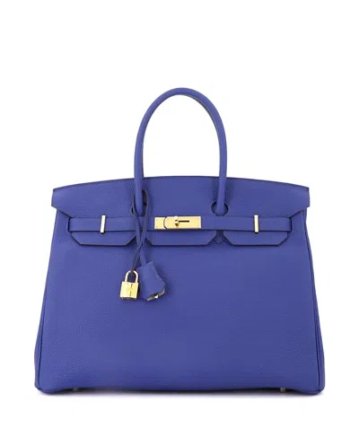 Pre-owned Pre-owned Hermes  Hermes Birkin 35 Handbag Bicolor Togo With Gold Hardware In Blue