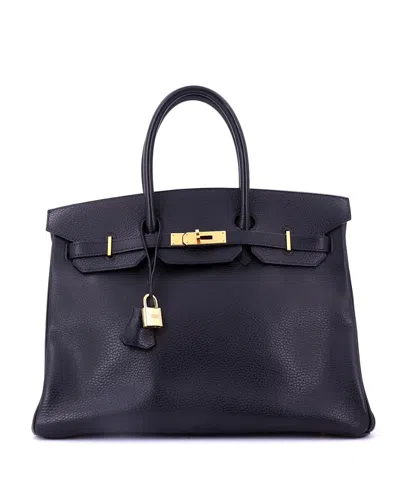 Pre-owned Pre-owned Hermes  Hermes Birkin 35 Handbag Black Ardennes With Gold Hardware