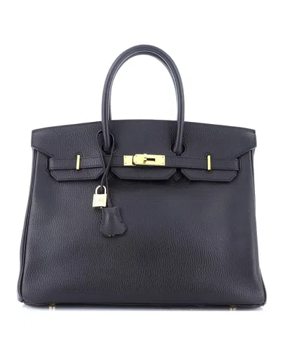 Pre-owned Pre-owned Hermes  Hermes Birkin 35 Handbag Black Ardennes With Gold Hardware In Noir