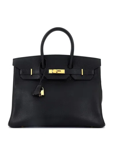 Pre-owned Pre-owned Hermes  Hermes Birkin 35 Handbag Black Ardennes With Gold Hardware In Noir