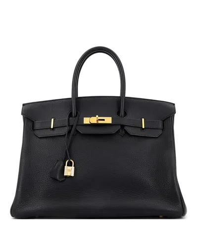 Pre-owned Pre-owned Hermes  Hermes Birkin 35 Handbag Black Clemence With Gold Hardware