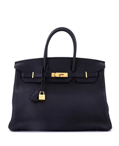 Pre-owned Pre-owned Hermes  Hermes Birkin 35 Handbag Black Clemence With Gold Hardware