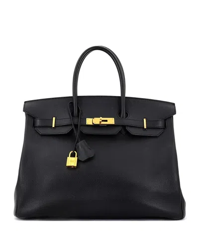 Pre-owned Pre-owned Hermes  Hermes Birkin 35 Handbag Black Epsom With Gold Hardware