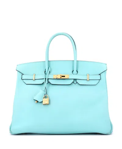 Pre-owned Pre-owned Hermes  Hermes Birkin 35 Handbag Blue Epsom With Gold Hardware