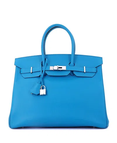 Pre-owned Pre-owned Hermes  Hermes Birkin 35 Handbag Blue Epsom With Palladium Hardware