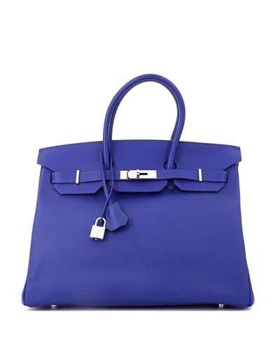 Pre-owned Pre-owned Hermes  Hermes Birkin 35 Handbag Blue Epsom With Palladium Hardware