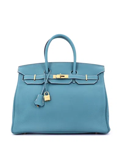 Pre-owned Pre-owned Hermes  Hermes Birkin 35 Handbag Blue Togo With Gold Hardware