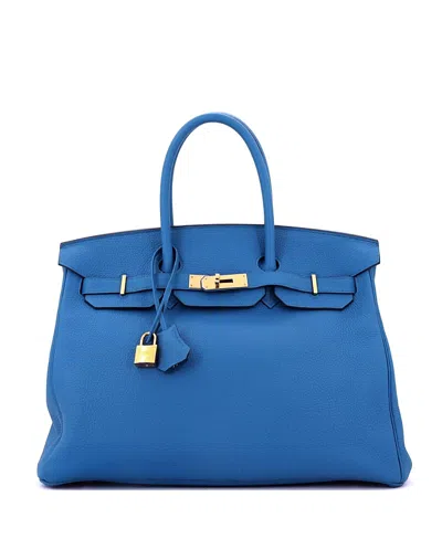 Pre-owned Pre-owned Hermes  Hermes Birkin 35 Handbag Blue Togo With Gold Hardware