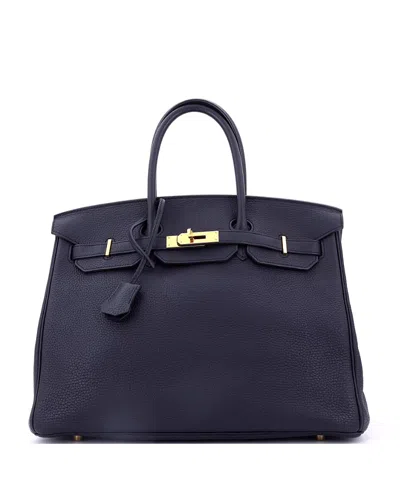 Pre-owned Pre-owned Hermes  Hermes Birkin 35 Handbag Blue Togo With Gold Hardware