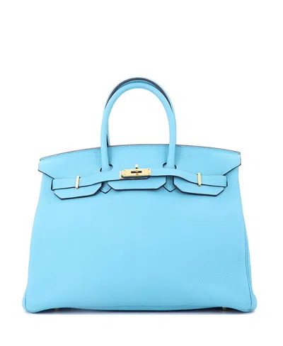 Pre-owned Pre-owned Hermes  Hermes Birkin 35 Handbag Blue Togo With Gold Hardware