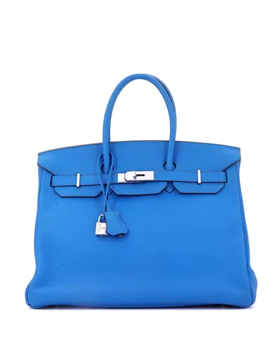 Pre-owned Pre-owned Hermes  Hermes Birkin 35 Handbag Blue Togo With Palladium Hardware