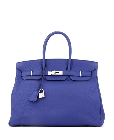 Pre-owned Pre-owned Hermes  Hermes Birkin 35 Handbag Blue Togo With Palladium Hardware