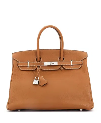 Pre-owned Pre-owned Hermes  Hermes Birkin 35 Handbag Brown Clemence With Palladium Hardware