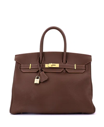 Pre-owned Pre-owned Hermes  Hermes Birkin 35 Handbag Brown Togo With Gold Hardware