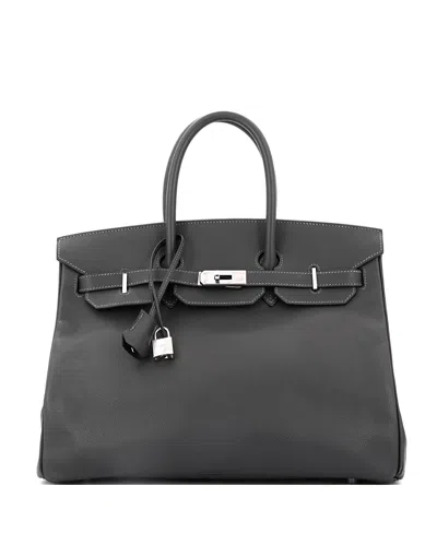 Pre-owned Pre-owned Hermes  Hermes Birkin 35 Handbag Grey Epsom With Palladium Hardware In Gray