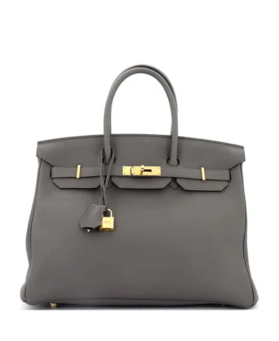 Pre-owned Pre-owned Hermes  Hermes Birkin 35 Handbag Grey Togo With Gold Hardware In Etain