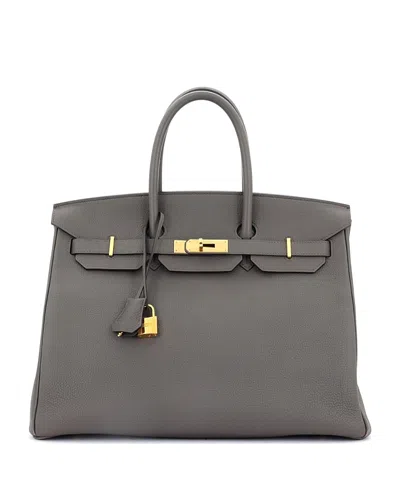 Pre-owned Pre-owned Hermes  Hermes Birkin 35 Handbag Grey Togo With Gold Hardware In Etain