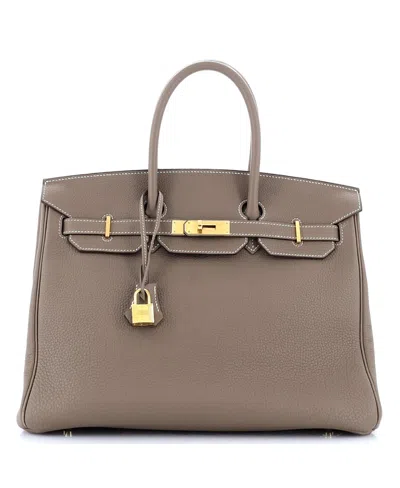 Pre-owned Pre-owned Hermes  Hermes Birkin 35 Handbag Grey Togo With Gold Hardware In Etoupe