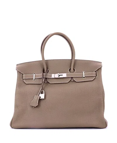 Pre-owned Pre-owned Hermes  Hermes Birkin 35 Handbag Grey Togo With Palladium Hardware In Brown