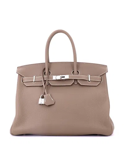 Pre-owned Pre-owned Hermes  Hermes Birkin 35 Handbag Grey Togo With Palladium Hardware In Brown