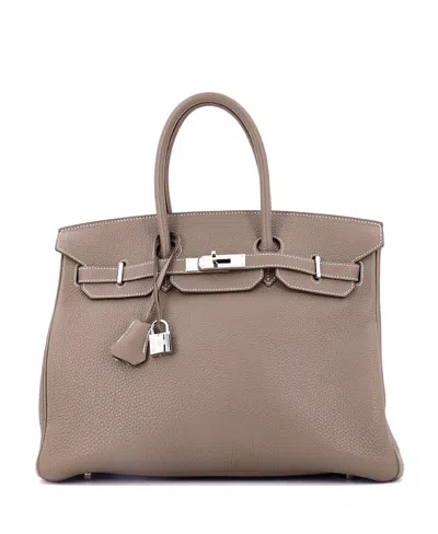Pre-owned Pre-owned Hermes  Hermes Birkin 35 Handbag Grey Togo With Palladium Hardware In Brown