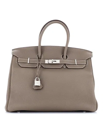 Pre-owned Pre-owned Hermes  Hermes Birkin 35 Handbag Grey Togo With Palladium Hardware In Etoupe