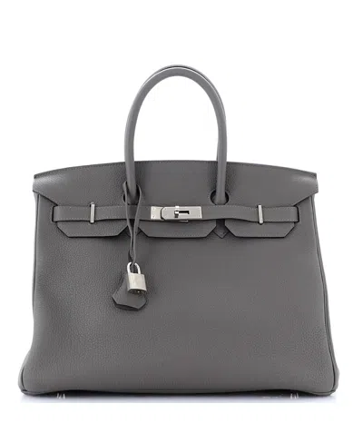 PRE-OWNED HERMES PRE-OWNED HERMES BIRKIN 35 HANDBAG GREY TOGO WITH PALLADIUM HARDWARE 