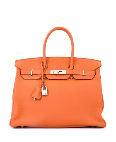 Pre-owned Pre-owned Hermes  Hermes Birkin 35 Handbag Orange Togo With Palladium Hardware