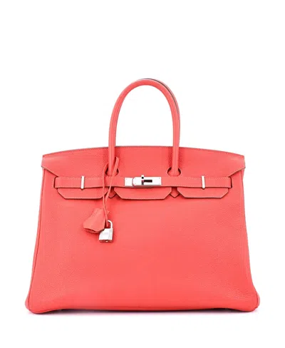 Pre-owned Pre-owned Hermes  Hermes Birkin 35 Handbag Pink Clemence With Palladium Hardware