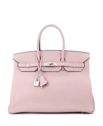 Pre-owned Pre-owned Hermes  Hermes Birkin 35 Handbag Purple Clemence With Palladium Hardware In Pink