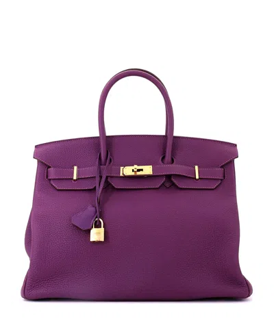 Pre-owned Pre-owned Hermes  Hermes Birkin 35 Handbag Purple Togo With Gold Hardware In Pink