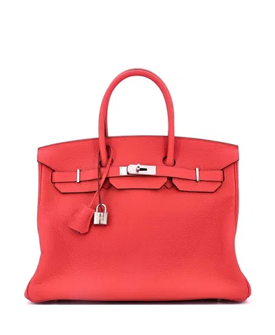 Pre-owned Pre-owned Hermes  Hermes Birkin 35 Handbag Red Clemence With Palladium Hardware