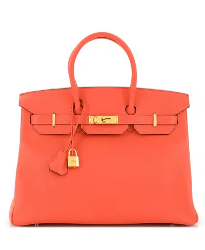 Pre-owned Pre-owned Hermes  Hermes Birkin 35 Handbag Red Epsom With Gold Hardware In Rouge Pivoine