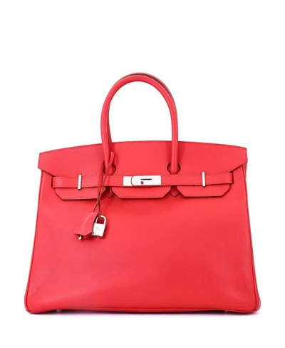 Pre-owned Pre-owned Hermes  Hermes Birkin 35 Handbag Red Epsom With Palladium Hardware