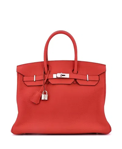 Pre-owned Pre-owned Hermes  Hermes Birkin 35 Handbag Red Togo With Palladium Hardware