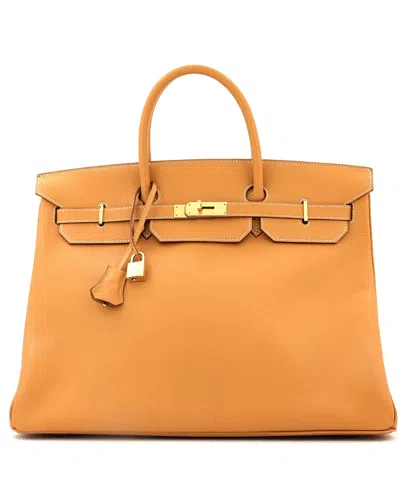 Pre-owned Pre-owned Hermes  Hermes Birkin 40 Handbag Brown Fjord With Gold Hardware